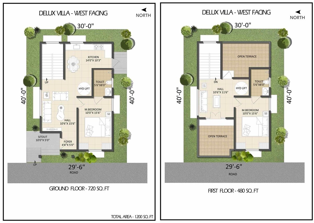 Floor plan of 2 BHK 1200 Sq. Ft. Villa in MJ Anugraham, Bangalore