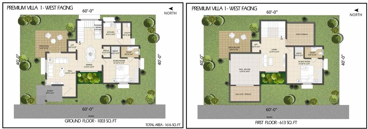 Floor plan of 2 BHK 1616 Sq. Ft. Villa in MJ Anugraham, Bangalore