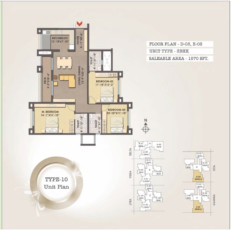 3 BHK 1570 Sq. Ft. Apartment