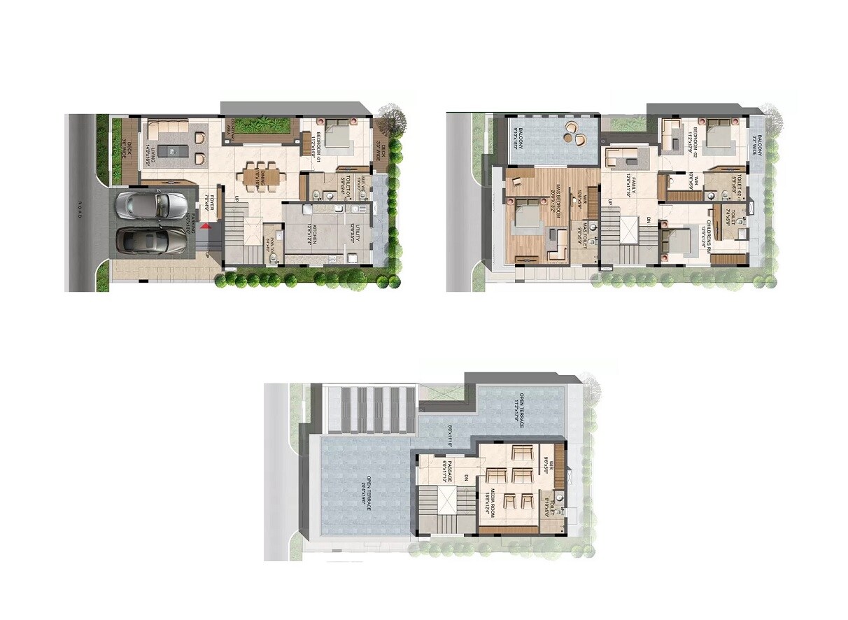 Floor plan of 5 BHK 3485 Sq. Ft. Villa in MJR Divine Meadows, Bangalore