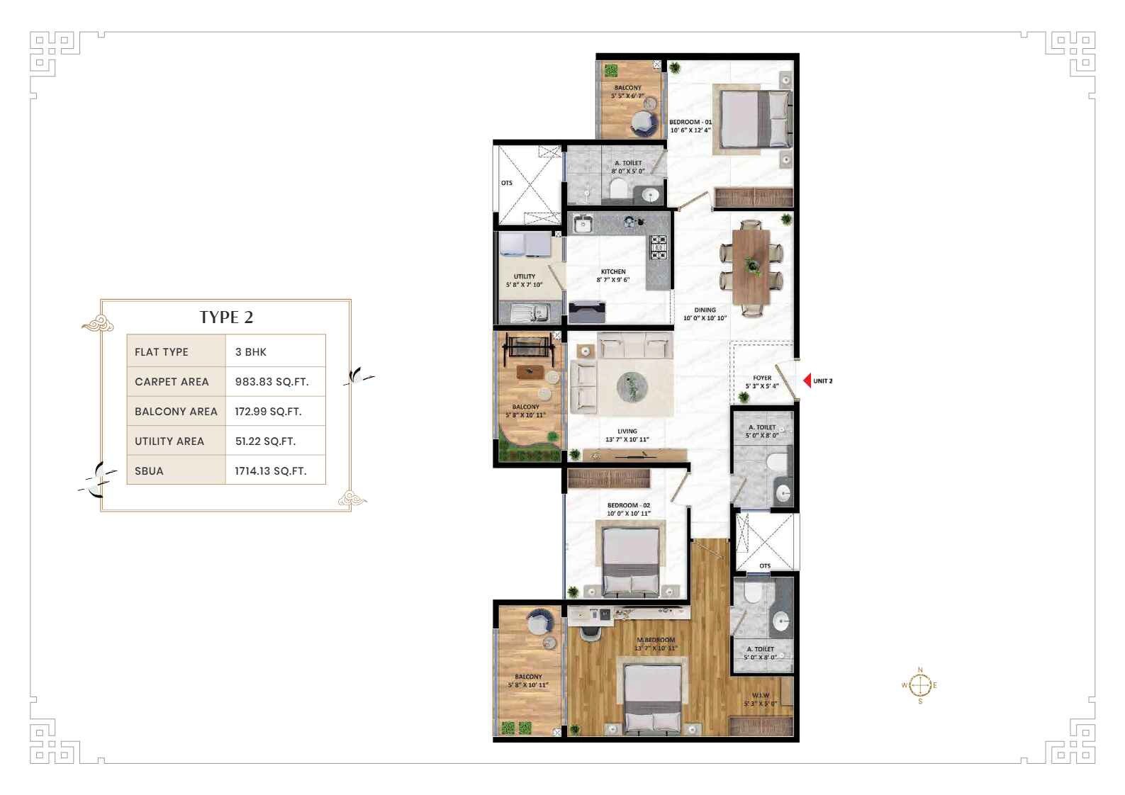 3 BHK 1714 Sq. Ft. Apartment