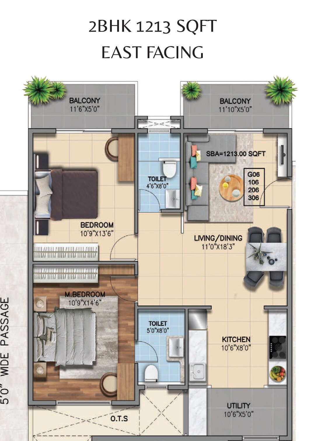 2 BHK 1213 Sq. Ft. Apartment