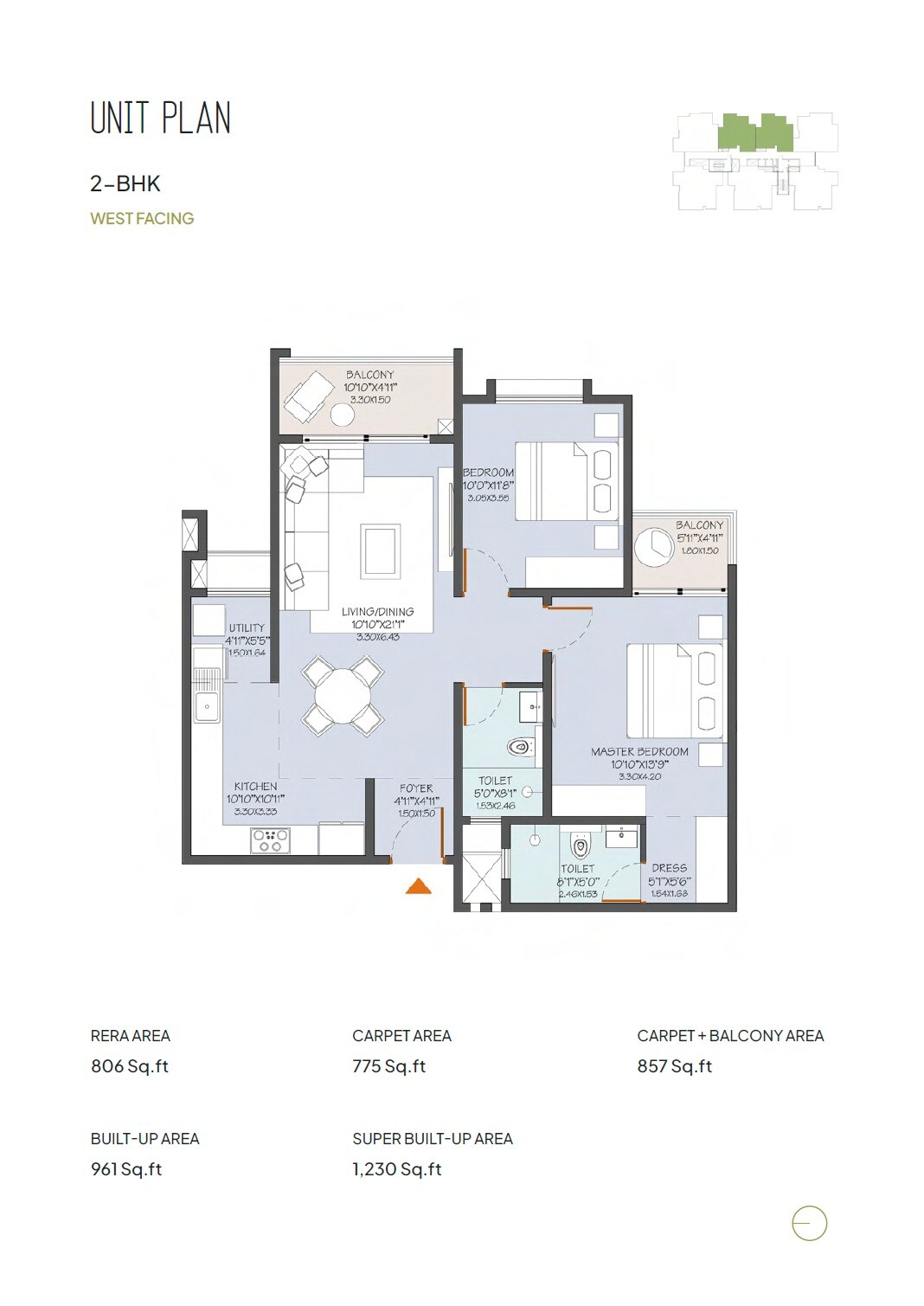 Floor plan of 2 BHK 1230 Sq. Ft. Apartment in Modern Neon, Bangalore