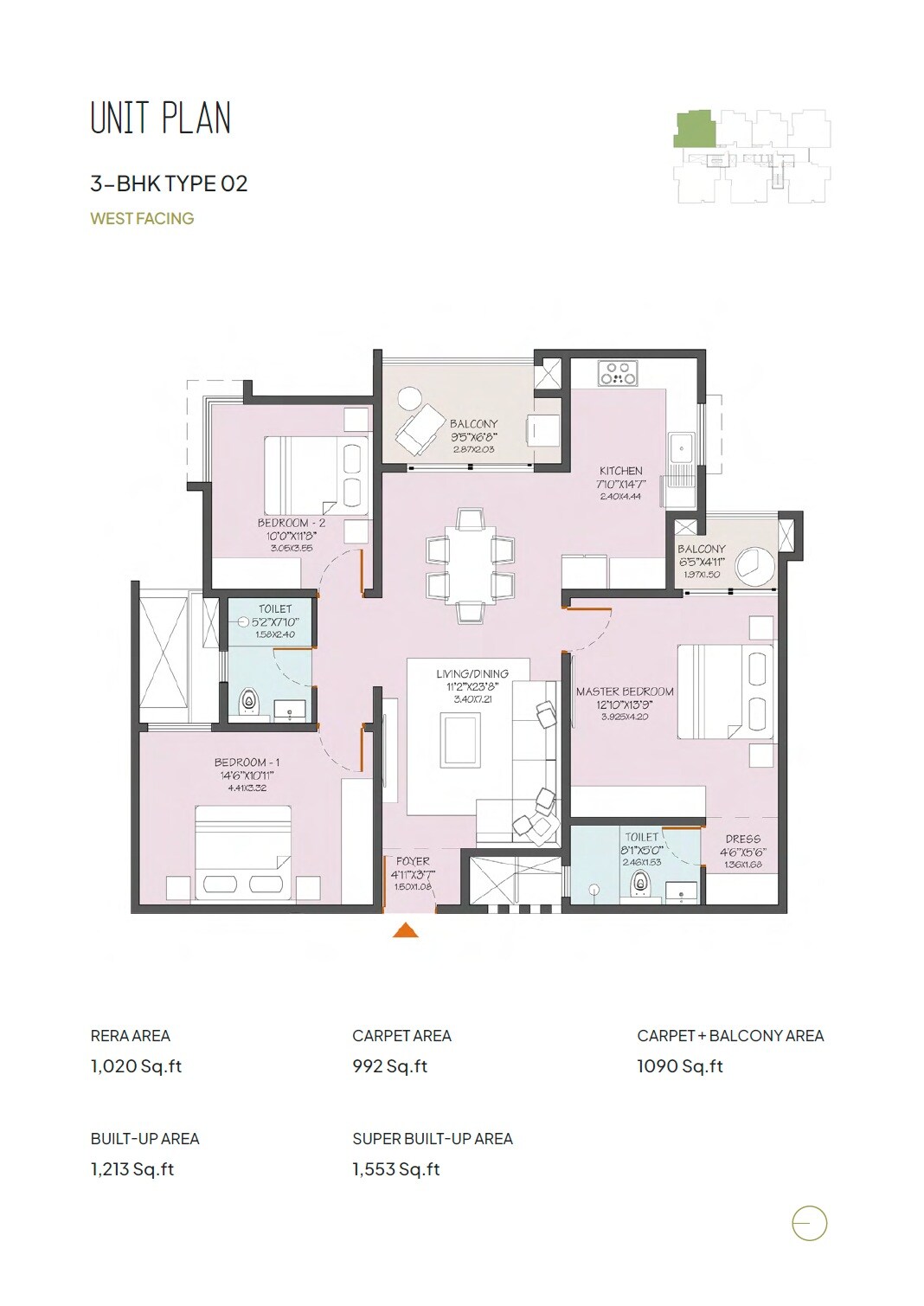 3 BHK 1553 Sq. Ft. Apartment