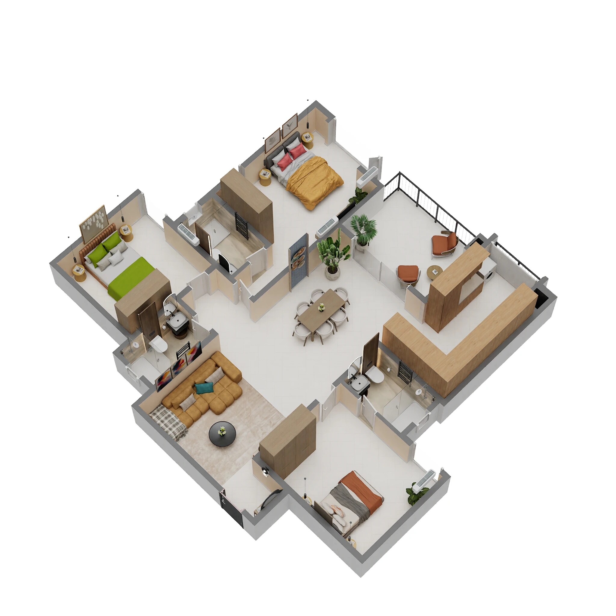 3 BHK 1740 Sq. Ft. Apartment