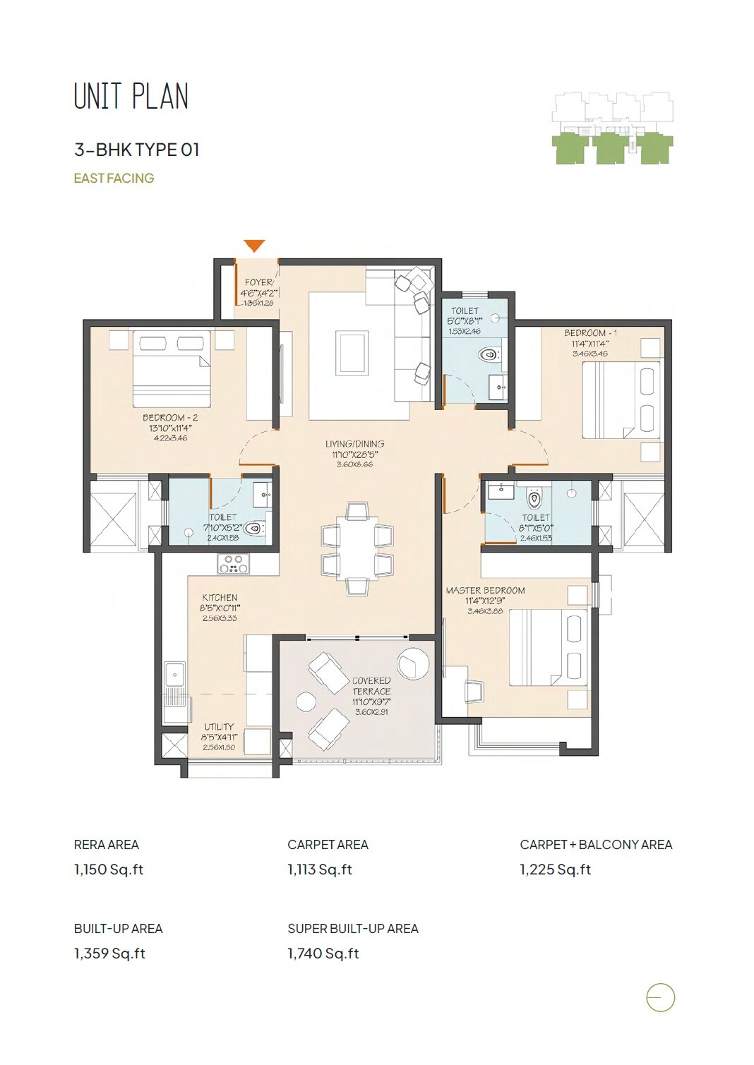 3 BHK 1740 Sq. Ft. Apartment