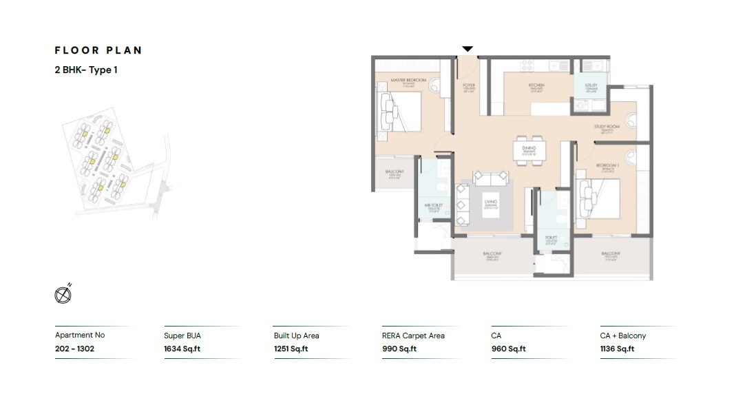 2 BHK 1634 Sq. Ft. Apartment