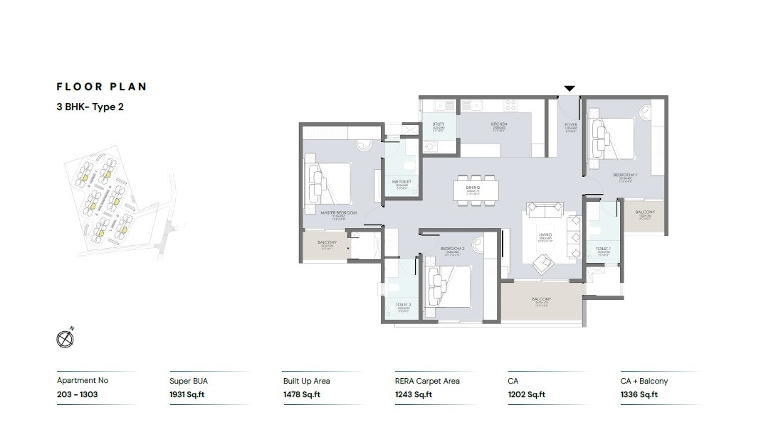 3 BHK 1931 Sq. Ft. Apartment