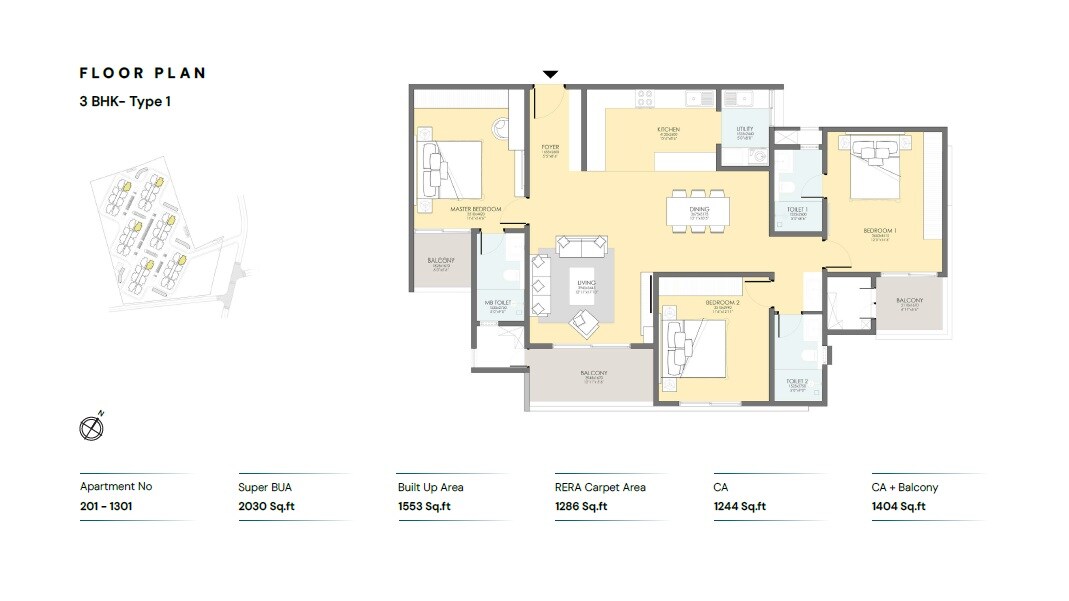 3 BHK 2030 Sq. Ft. Apartment