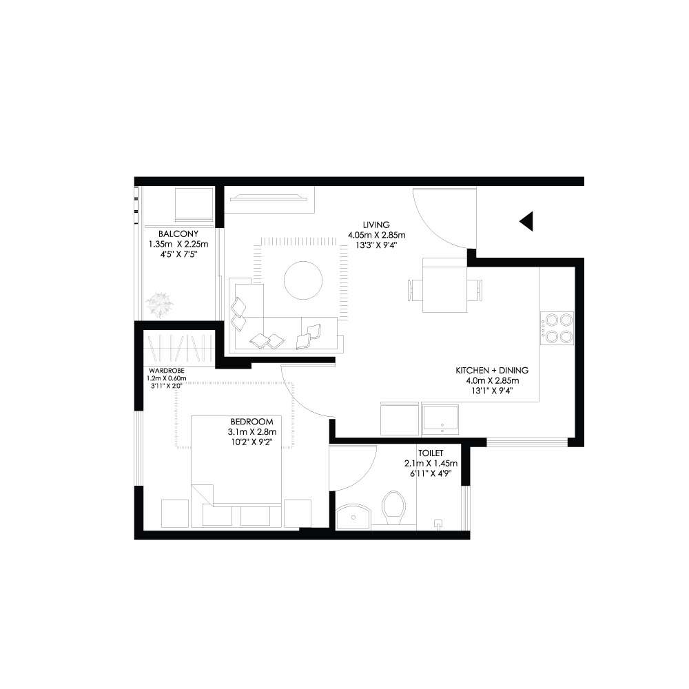 1 BHK 485 Sq. Ft. Apartment in Modern Soul Tree Nirvana