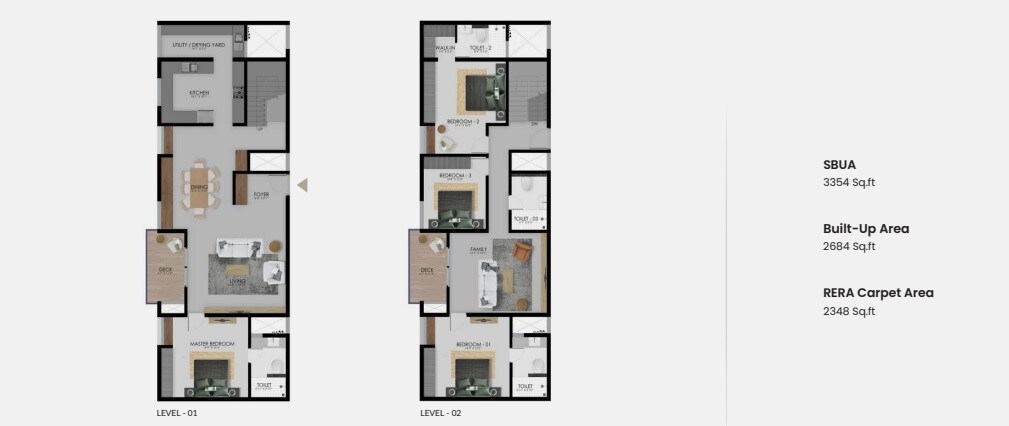 Floor plan of 4 BHK 3354 Sq. Ft. Apartment in Modern Windmere, Bangalore