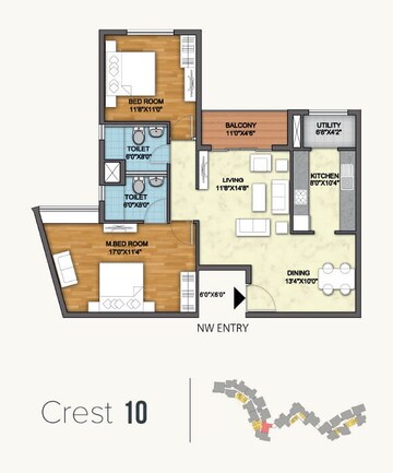  2 BHK Apartment at Monarch Aqua, Kr Puram – for Sale