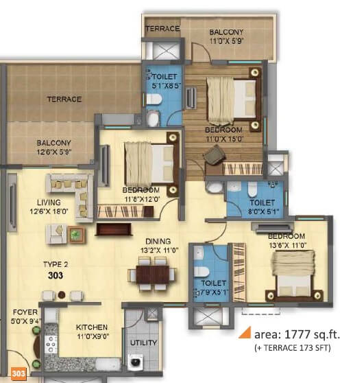 mrkr mera homes apartment 3bhk terrace 1777sqft 1