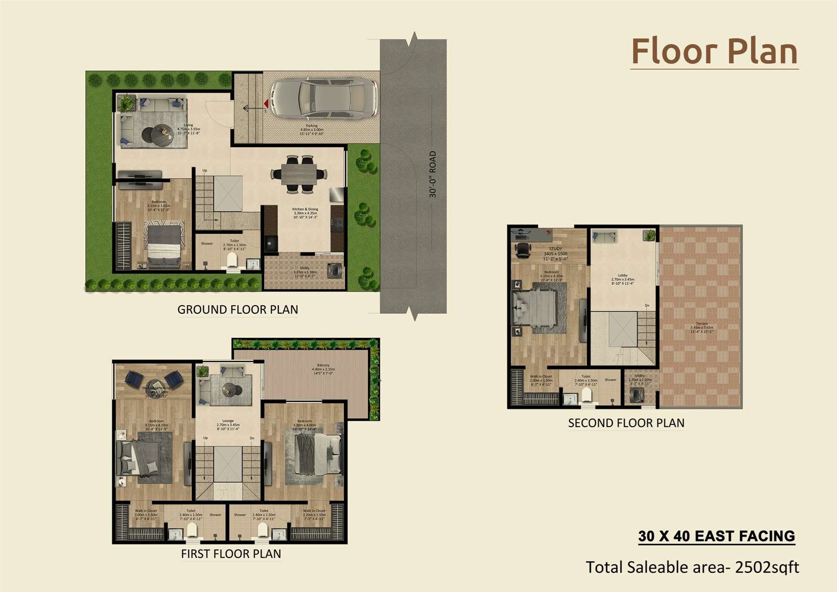 Floor plan of 4 BHK 2502 Sq. Ft. Villa in MSR Ista Dusk And Dawn, Bangalore