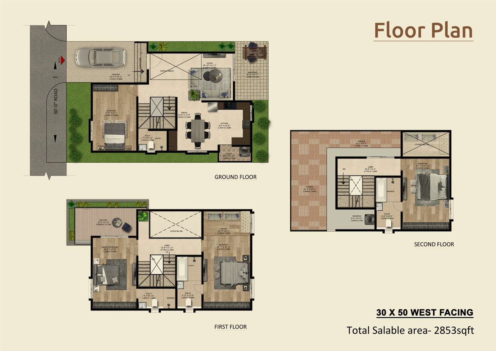 Floor plan of 4 BHK 2853 Sq. Ft. Villa in MSR Ista Dusk And Dawn, Bangalore