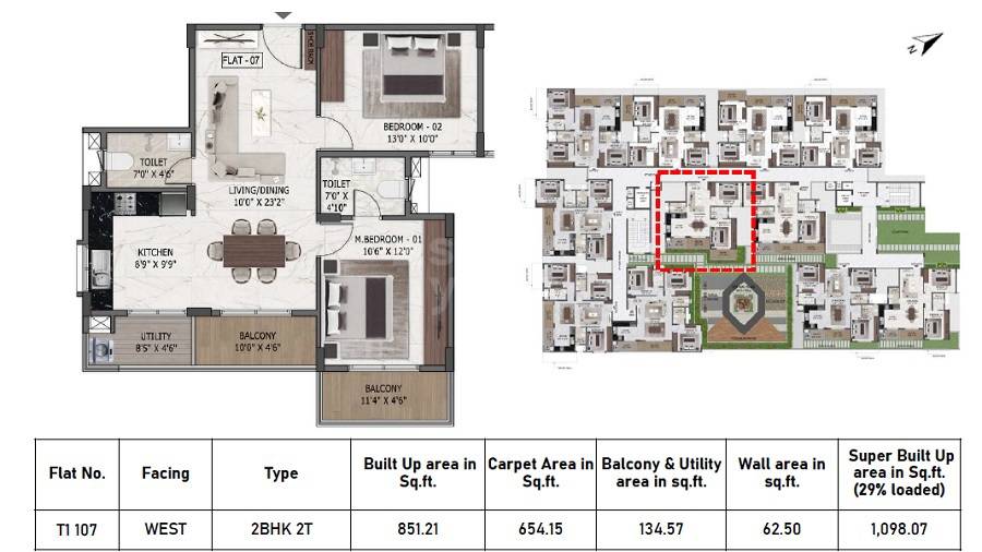 2 BHK 1098 Sq. Ft. Apartment in MSR Passion Square