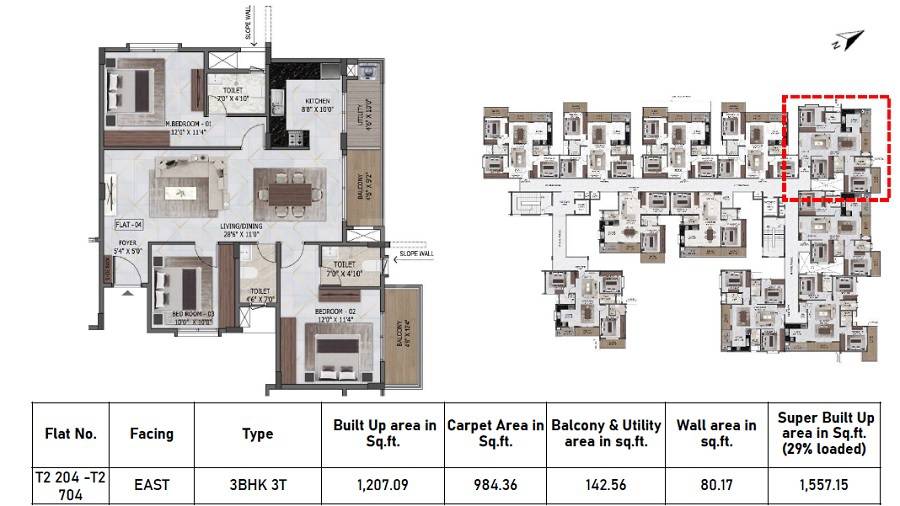 3 BHK 1557 Sq. Ft. Apartment