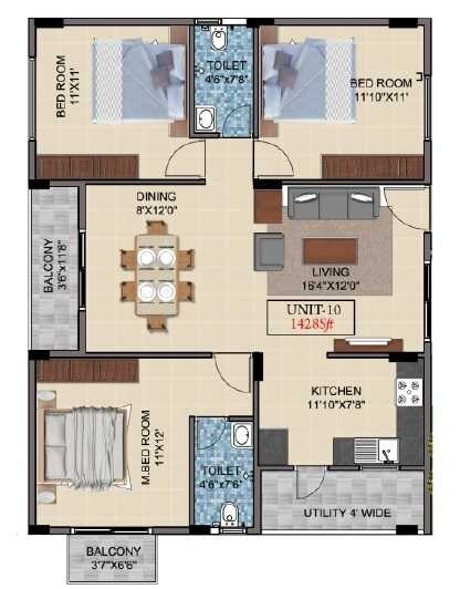 3 BHK 1428 Sq. Ft. Apartment