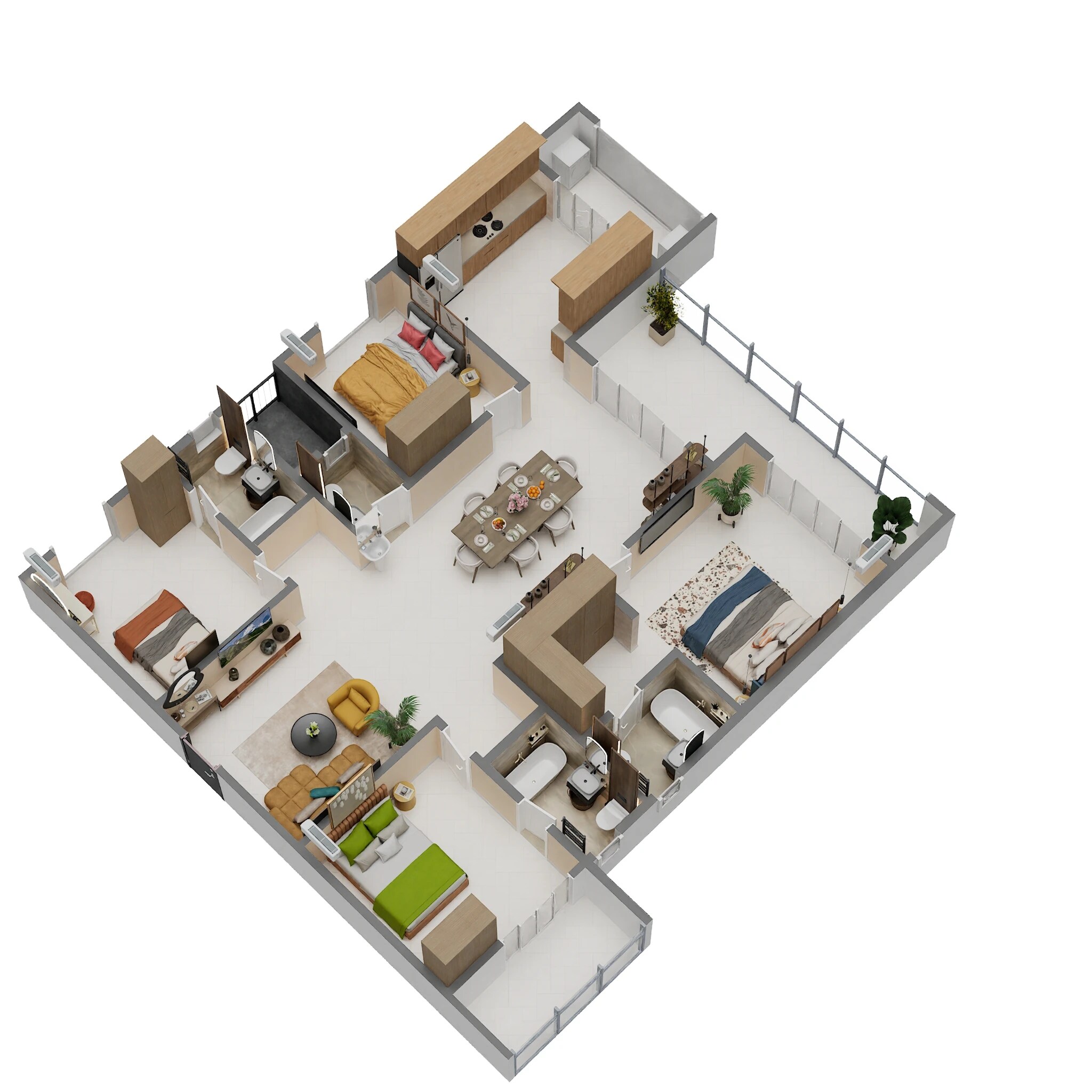 Floor plan of 4 BHK 2485 Sq. Ft. Apartment in Myhna Vistara, Bangalore