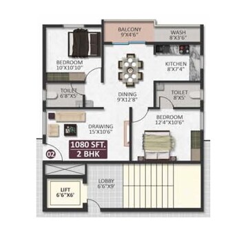  2 BHK Apartment at Mythri Sapphire, Off Sarjapur Road – for Rent