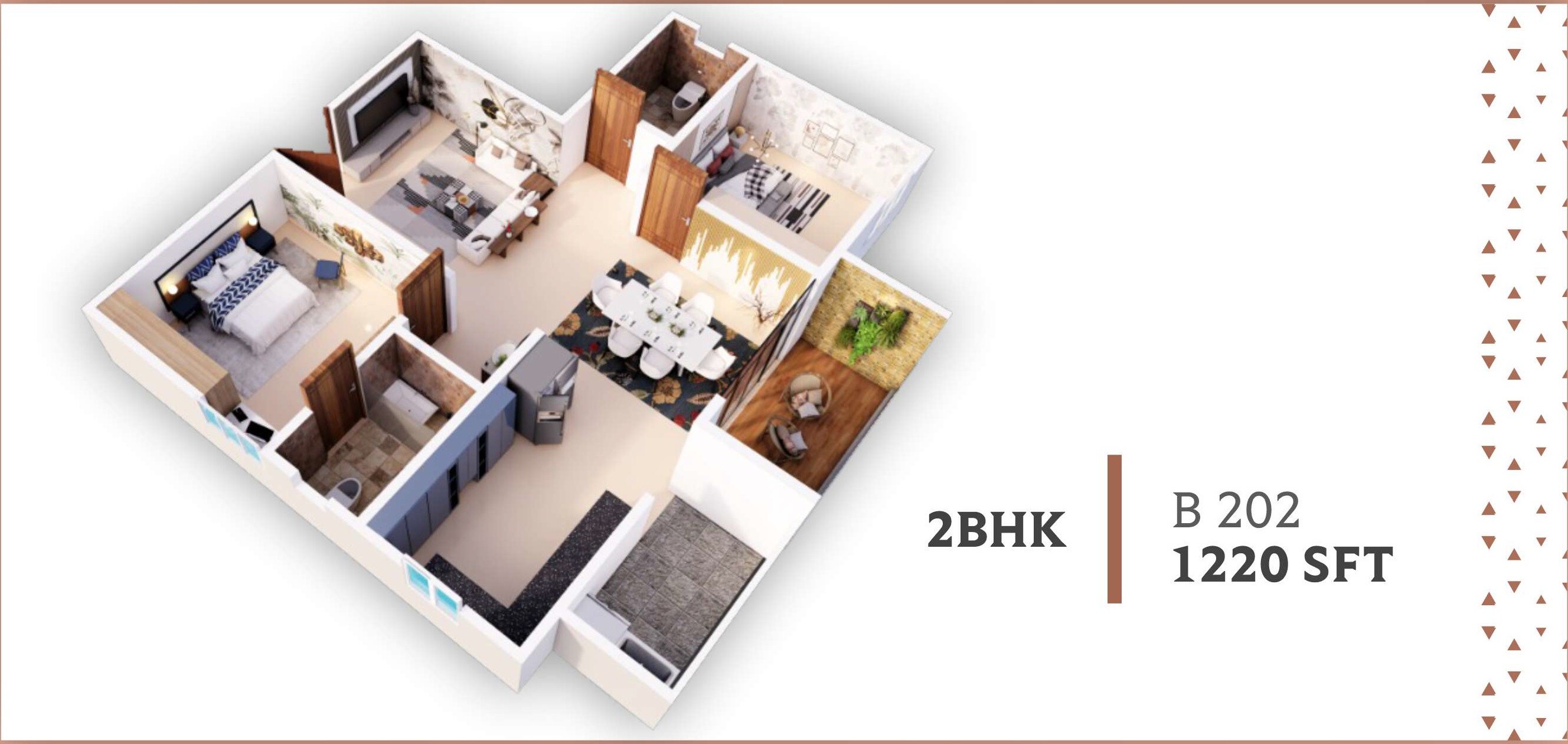 2 BHK 1220 Sq. Ft. Apartment