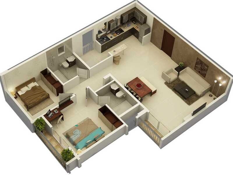 Floor plan of 2 BHK 1219 Sq. Ft. Apartment in N R Windgates, Bangalore