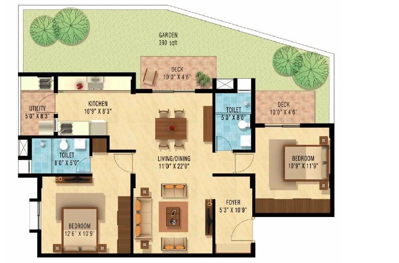 2 BHK 1180 Sq. Ft. Apartment