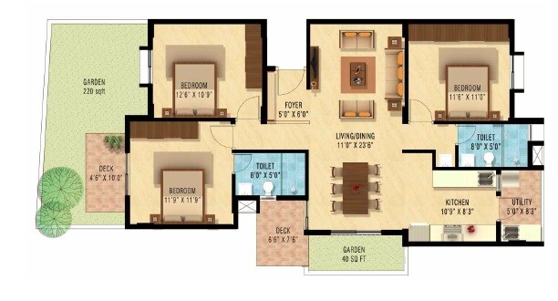 3 BHK 1545 Sq. Ft. Apartment