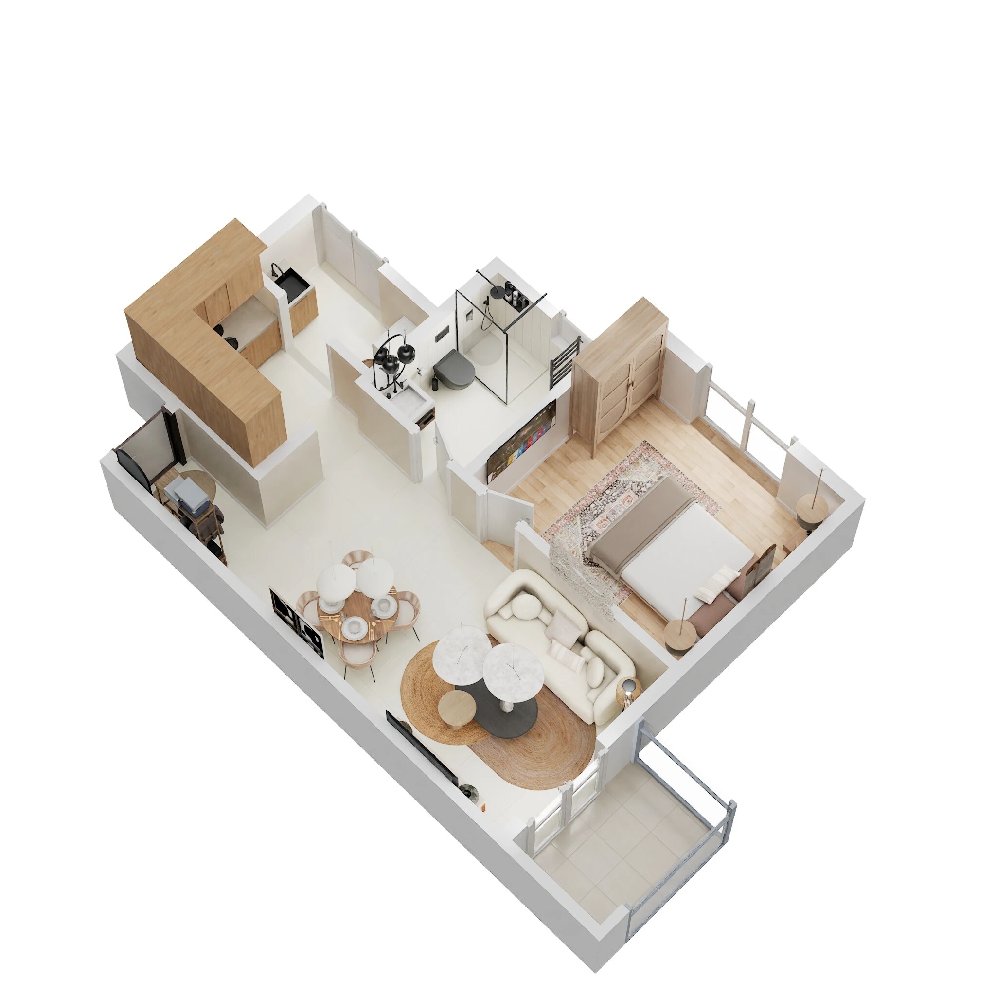 Floor plan of 2 BHK 1195 Sq. Ft. Apartment in Nambiar District 25, Bangalore