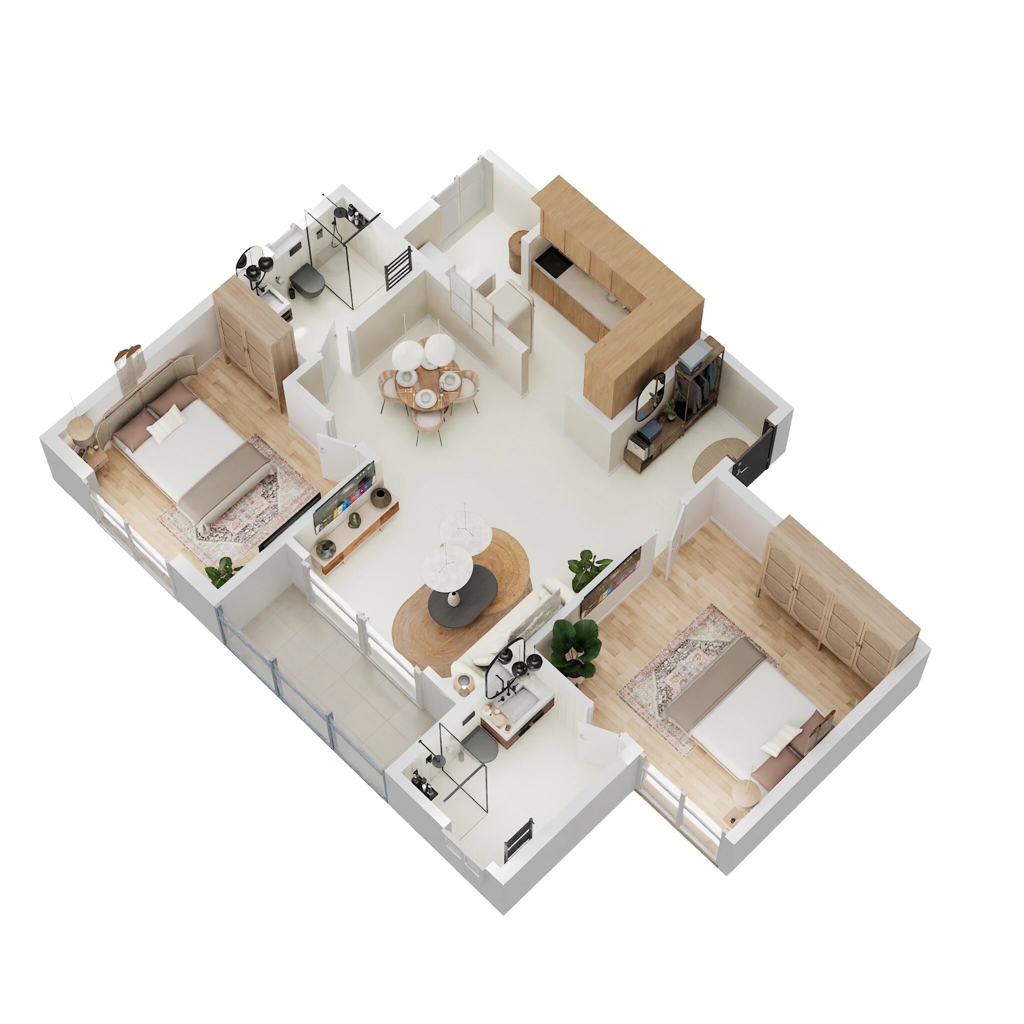 Floor plan of 3 BHK 1796 Sq. Ft. Apartment in Nambiar District 25, Bangalore