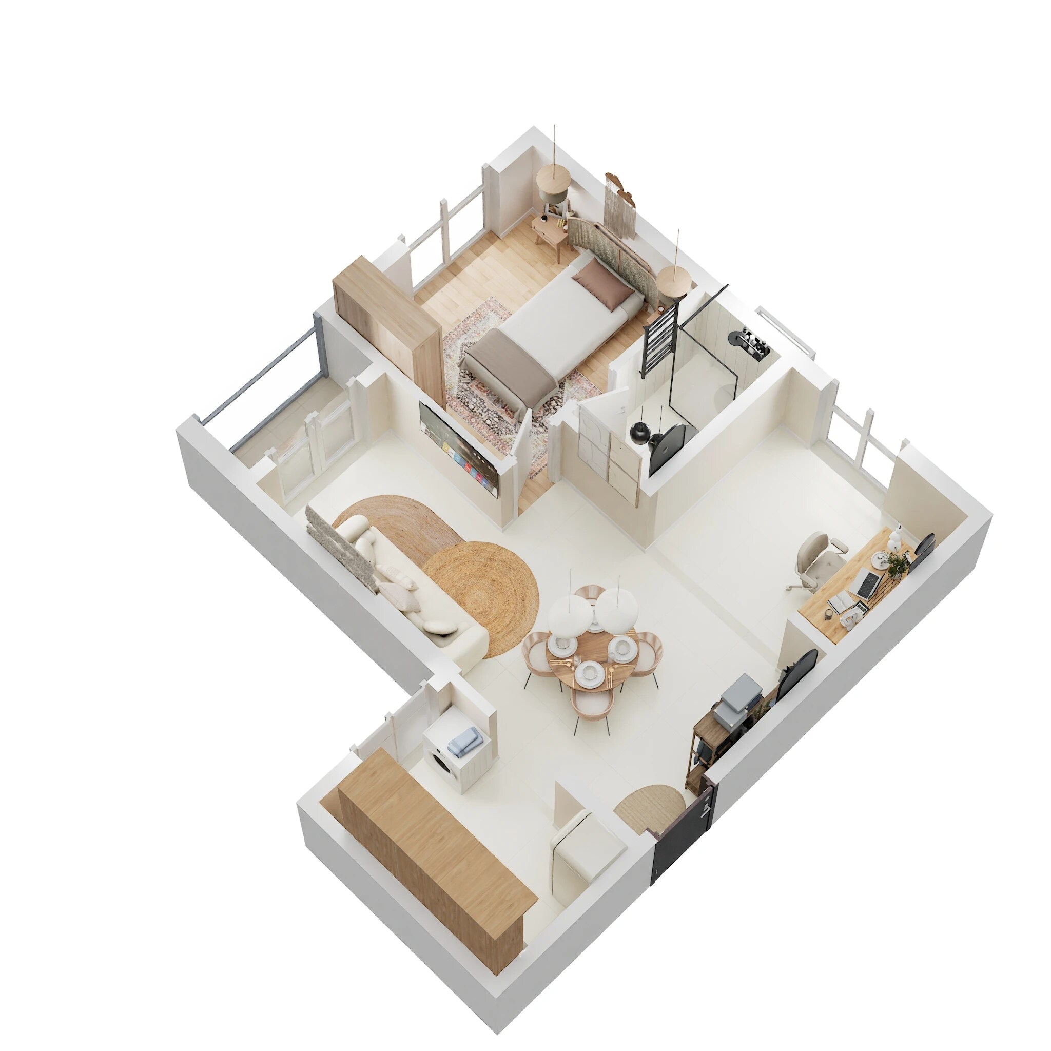 Floor plan of 1 BHK 666 Sq. Ft. Apartment in Nambiar Millennia, Bangalore