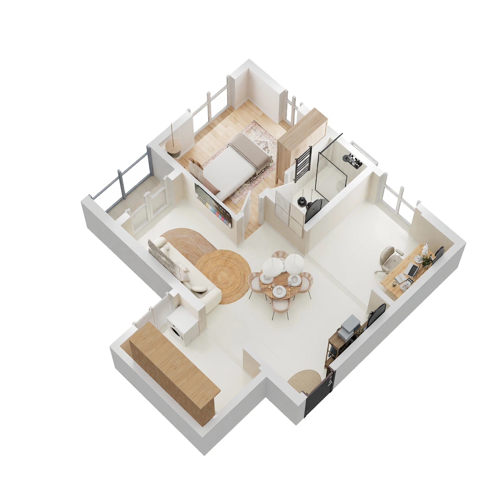Floor plan of 1 BHK 668 Sq. Ft. Apartment in Nambiar Millennia, Bangalore