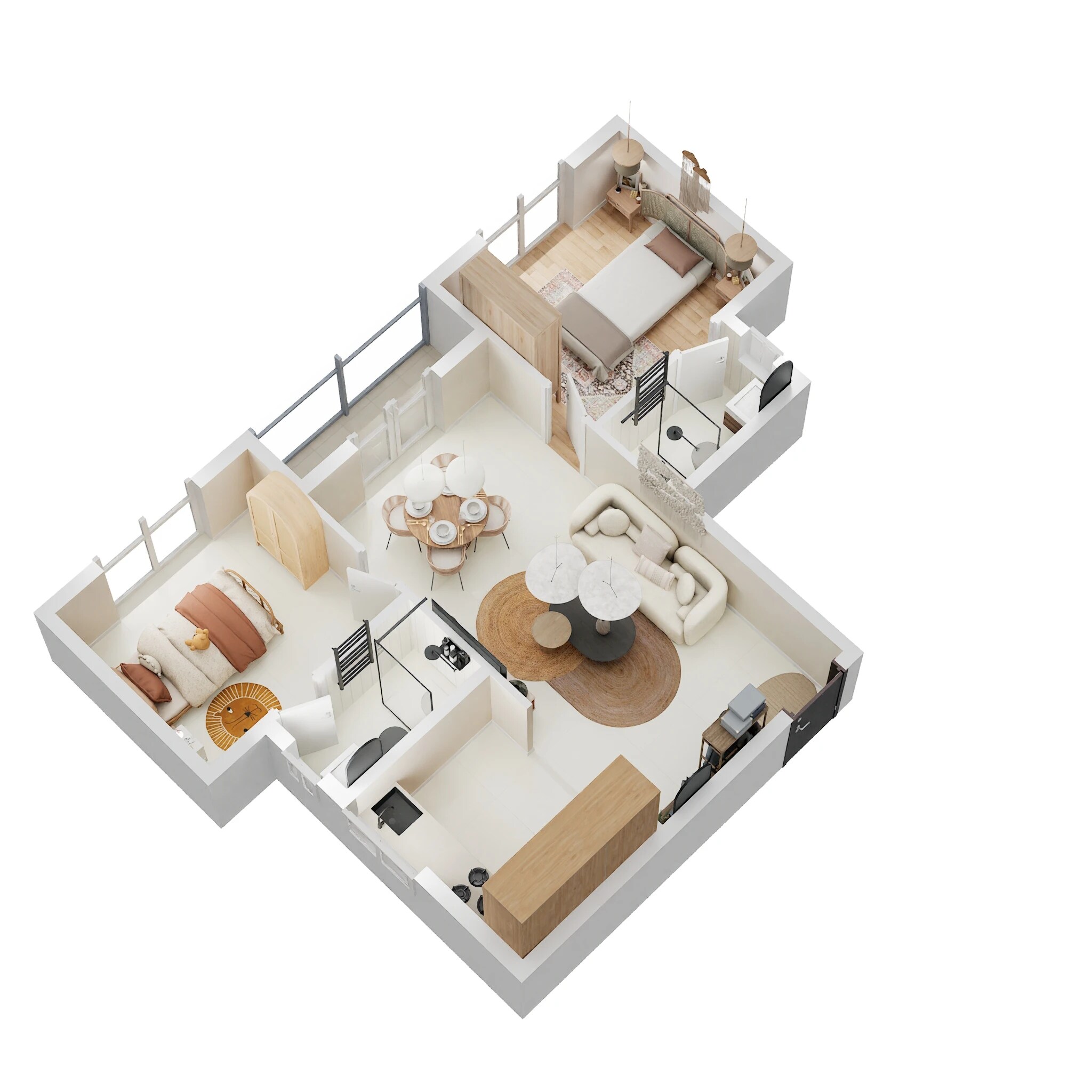 Floor plan of 2 BHK 790 Sq. Ft. Apartment in Nambiar Millennia, Bangalore