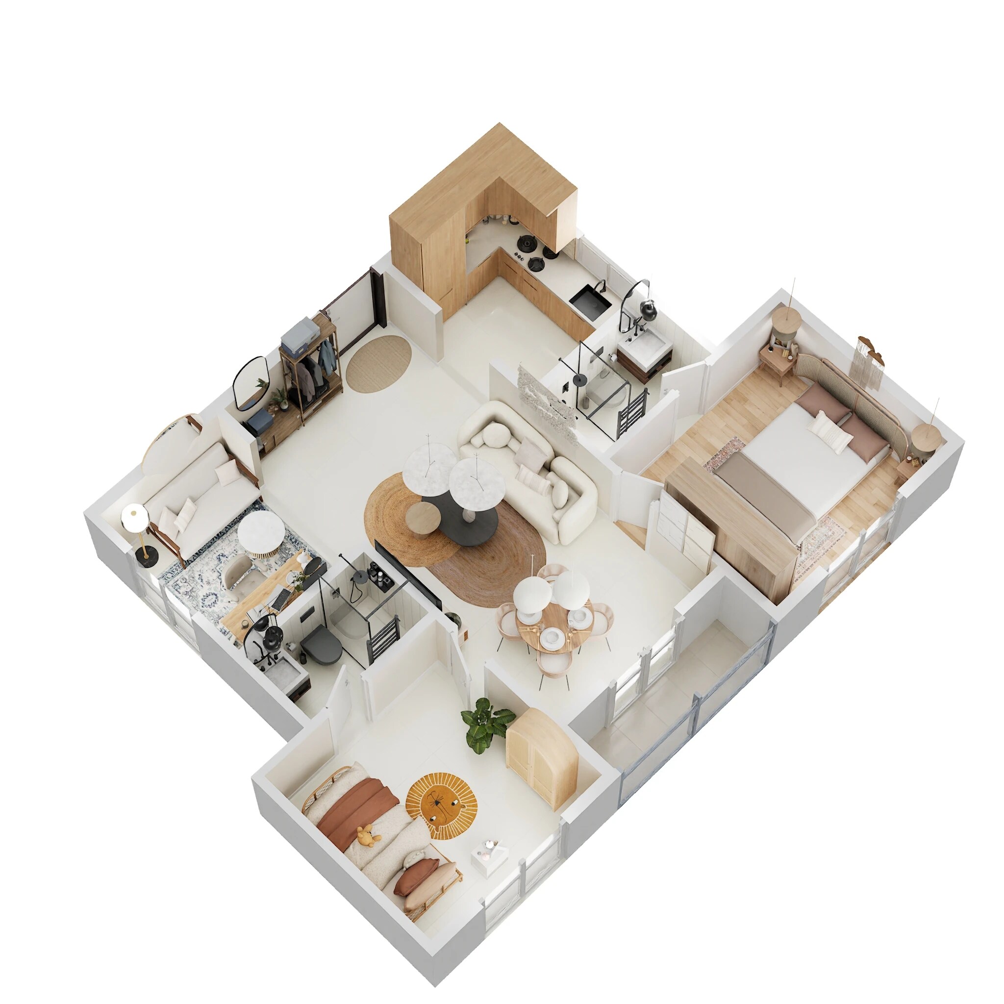 Floor plan of 2 BHK 935 Sq. Ft. Apartment in Nambiar Millennia, Bangalore