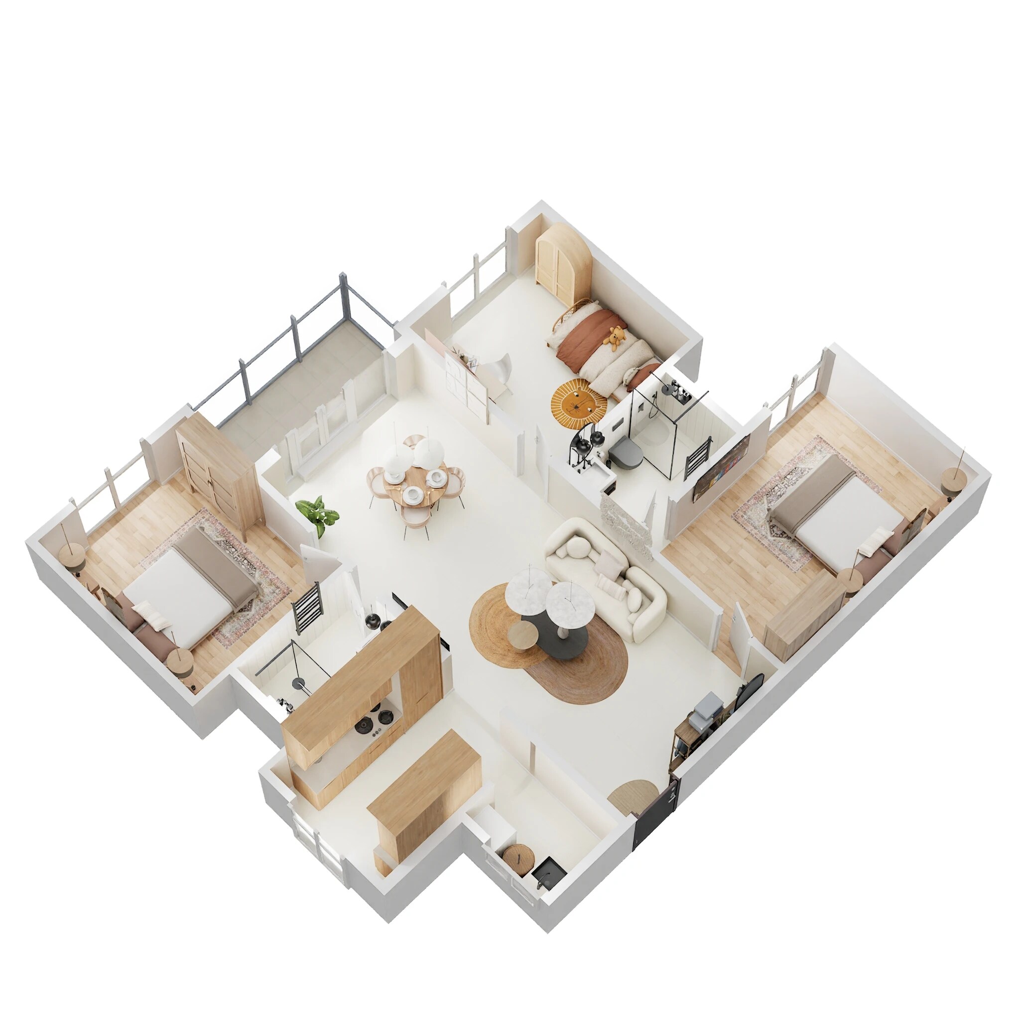 Floor plan of 3 BHK 1317 Sq. Ft. Apartment in Nambiar Millennia, Bangalore