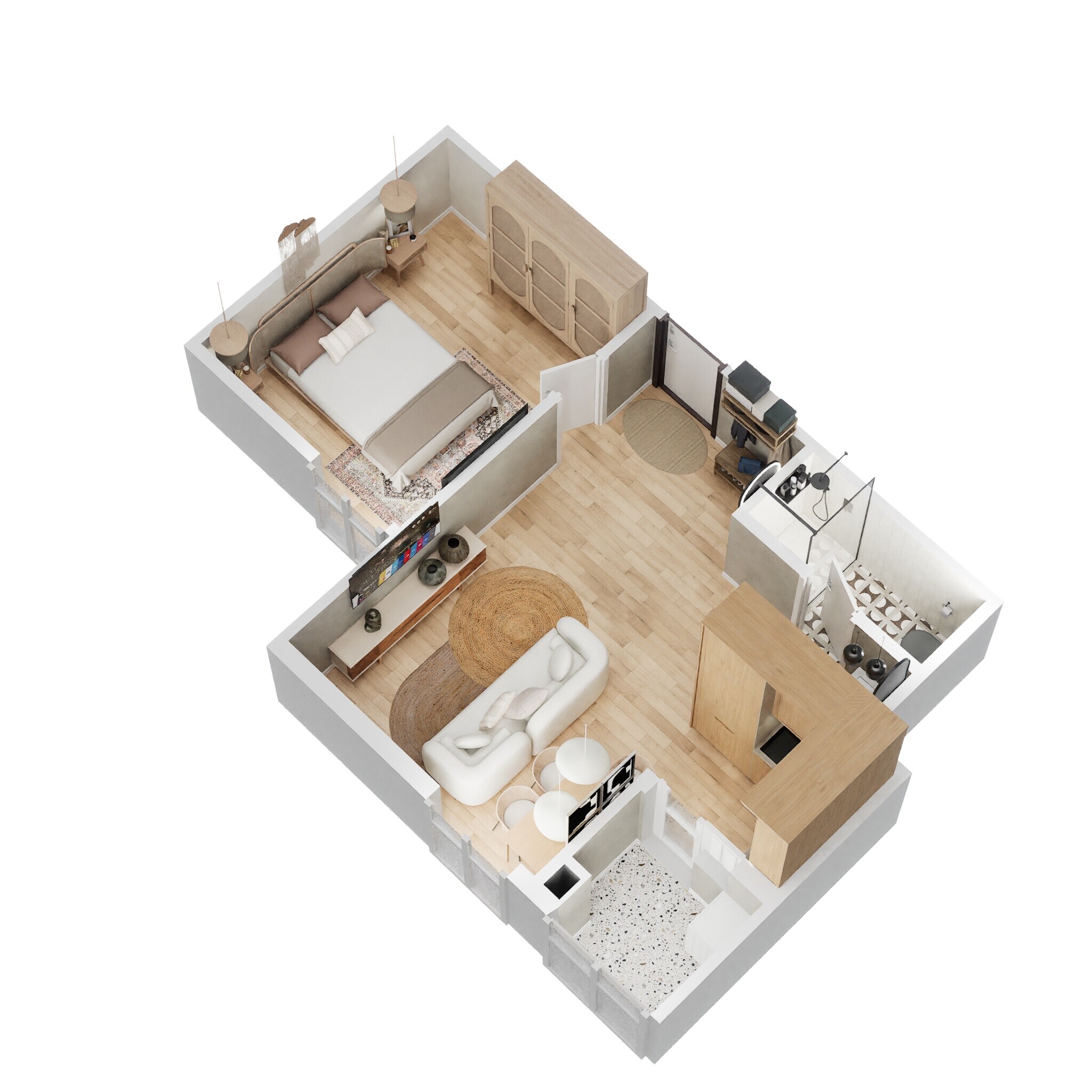 Floor plan of 1 BHK 575 Sq. Ft. Apartment in Nandi Citadel, Bangalore