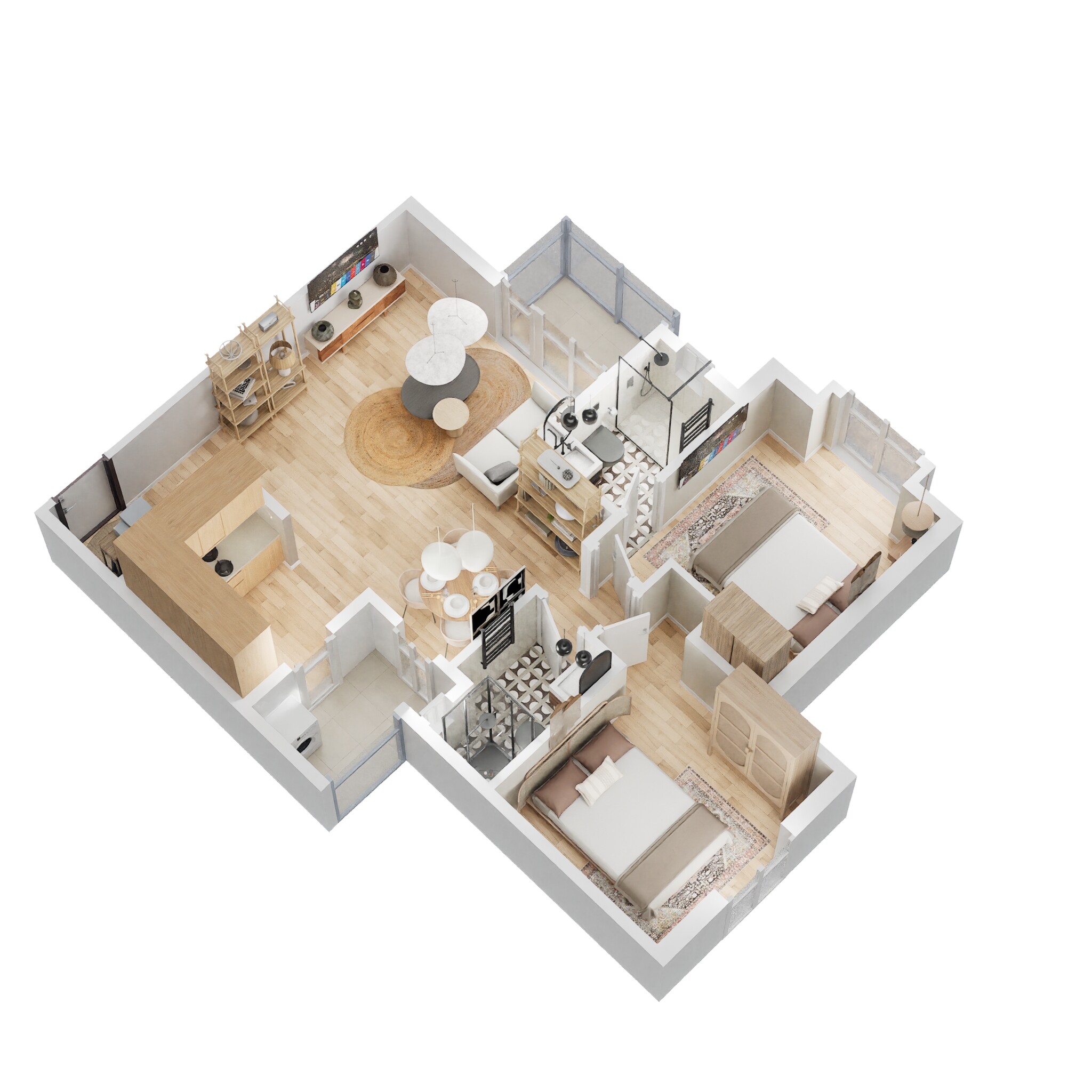 Floor plan of 2 BHK 1030 Sq. Ft. Apartment in Nandi Citadel, Bangalore