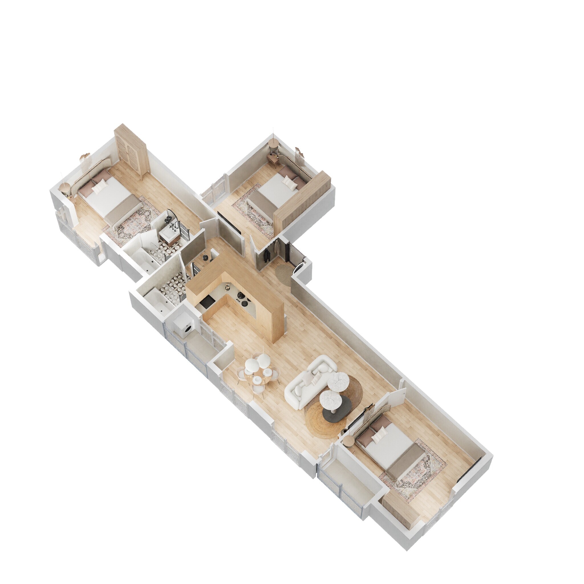 Floor plan of 3 BHK 1430 Sq. Ft. Apartment in Nandi Citadel, Bangalore