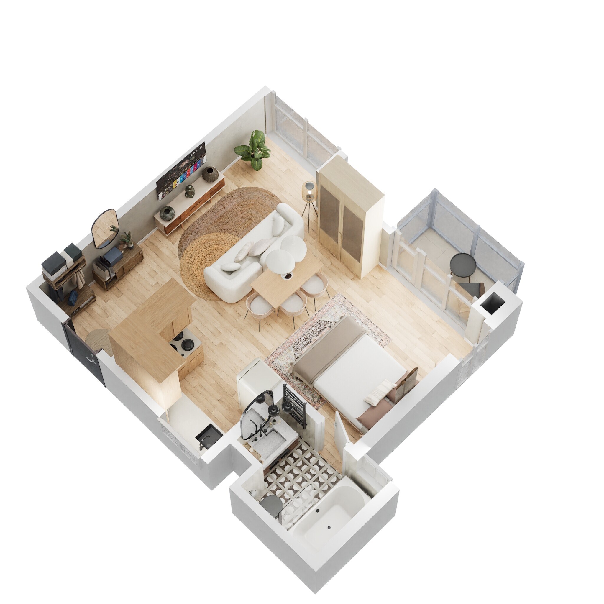 Floor plan of 445 Sq. Ft. Studio in Nandi Citadel, Bangalore