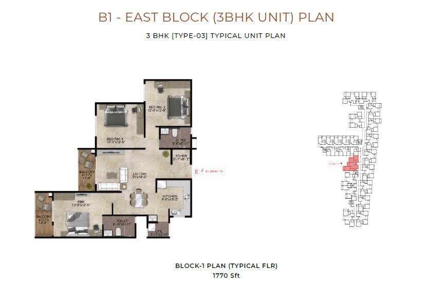3 BHK 1770 Sq. Ft. Apartment