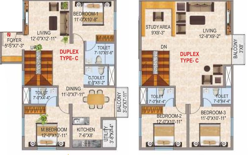 Floor plan of 4 BHK 2608 Sq. Ft. Apartment in Narmada Sri Heights, Bangalore