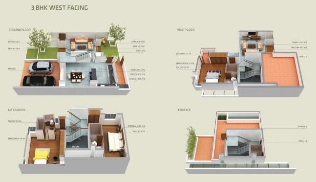 Floor plan of 3 BHK 2558 Sq. Ft. Villa in Natura Vanna, Bangalore