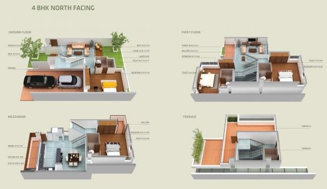 Floor plan of 4 BHK 3006 Sq. Ft. Villa in Natura Vanna, Bangalore