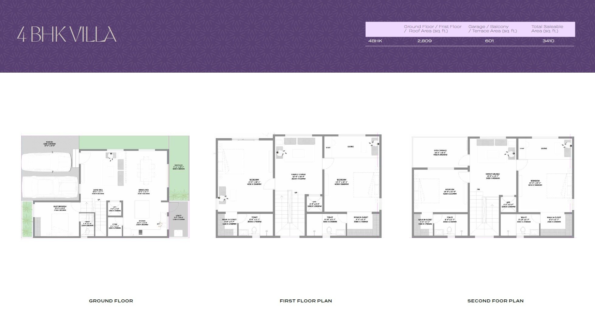 Floor plan of 4 BHK 3410 Sq. Ft. Villa in Nava Vruksha, Bangalore