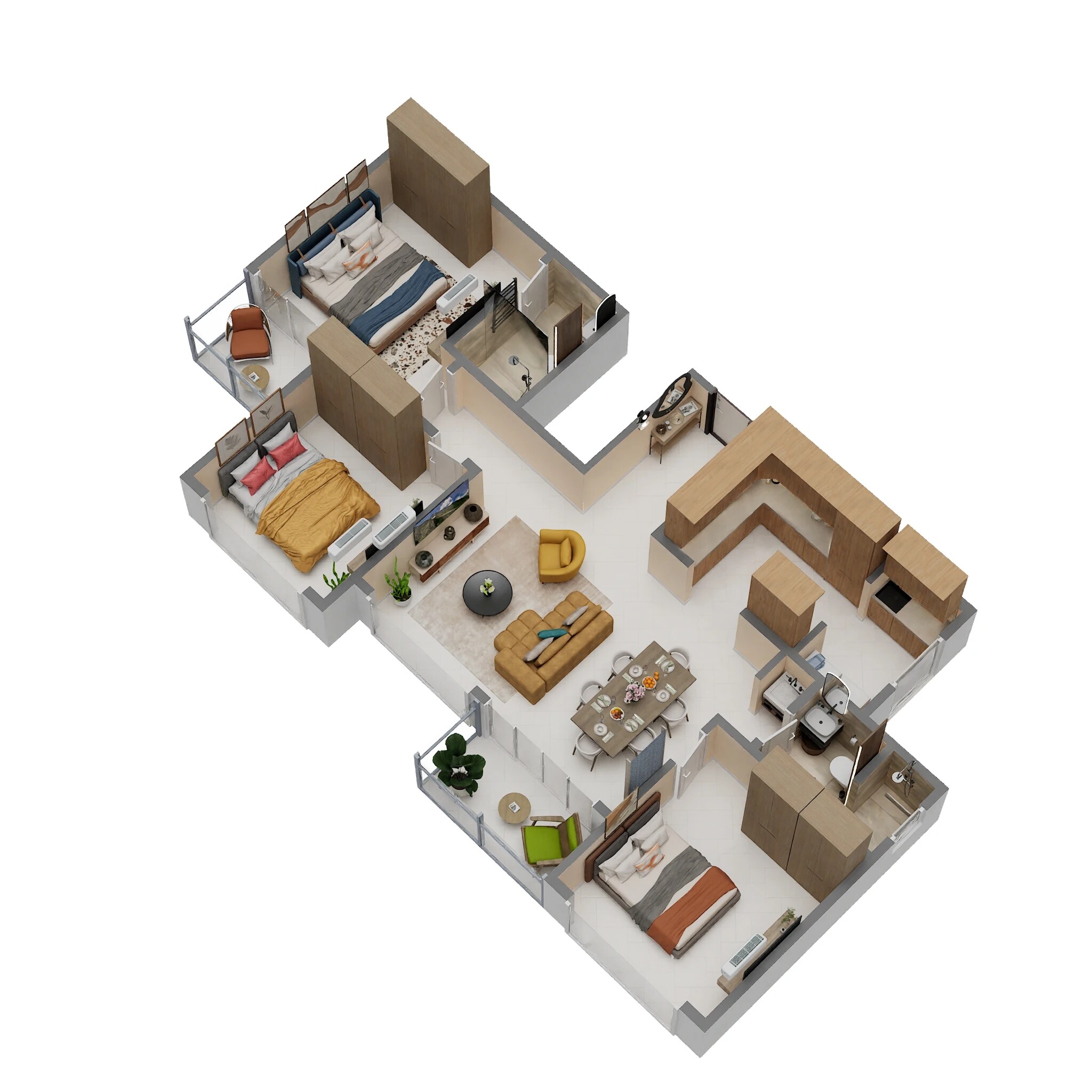 Floor plan of 3 BHK 1446 Sq. Ft. Apartment in NBR Soul Of The Seasons, Bangalore