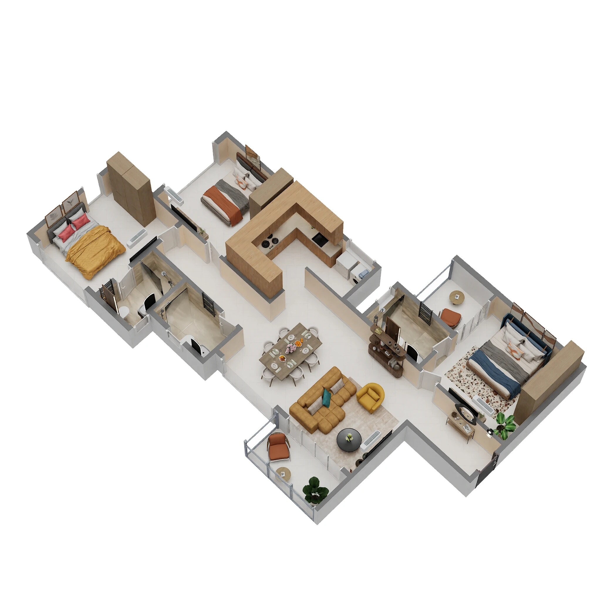 Floor plan of 3 BHK 1618 Sq. Ft. Apartment in NBR Soul Of The Seasons, Bangalore