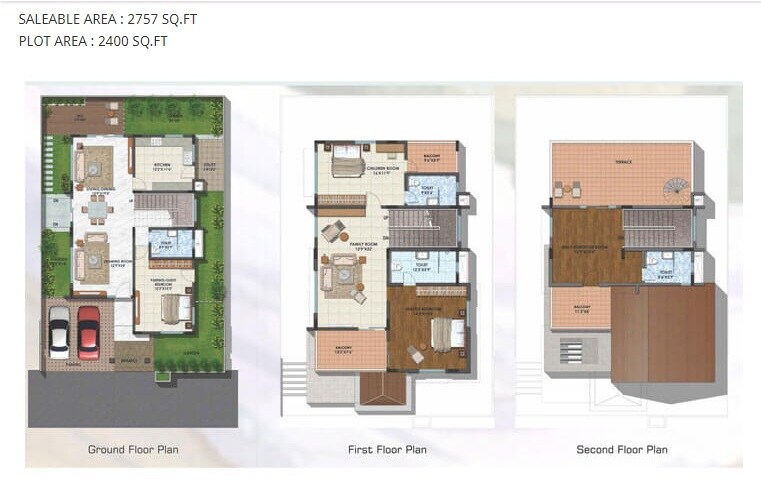 Floor plan of 3 BHK 2757 Sq. Ft. Villa in NCC Urban Green Province, Bangalore