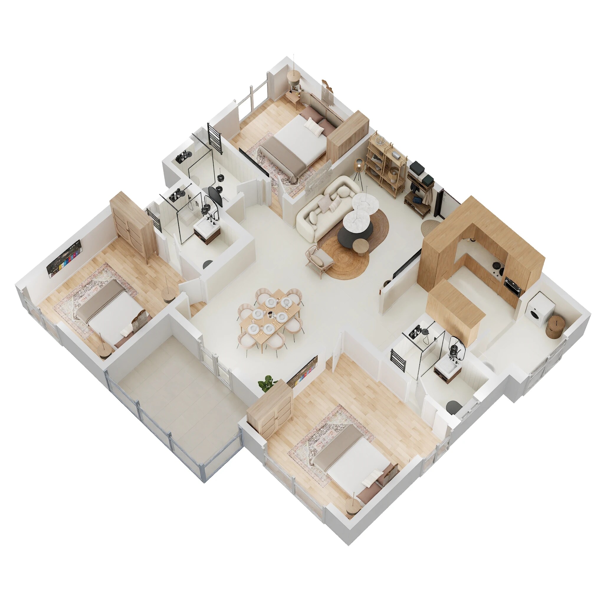 Floor plan of 3 BHK 1622 Sq. Ft. Apartment in NCC Urban Lake Springs, Bangalore