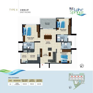  3 BHK Apartment at NCC Urban Lake Springs, Jp Nagar – for Sale