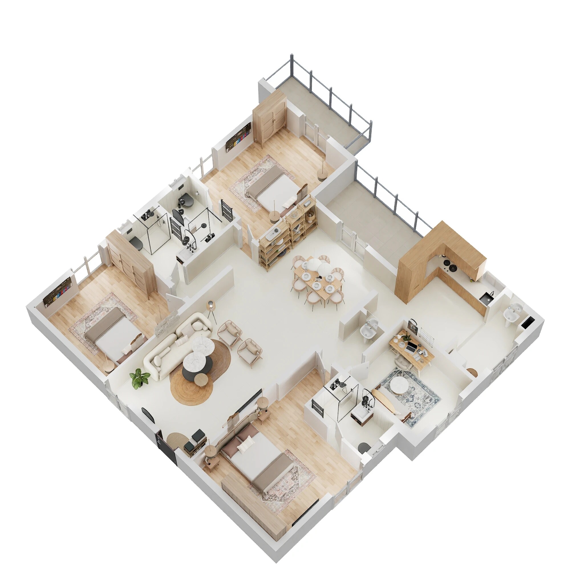 Floor plan of 3 BHK 2168 Sq. Ft. Apartment in NCC Urban Lake Springs, Bangalore